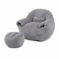 Polstersessel mit Hocker aus Mikrofaser Grau