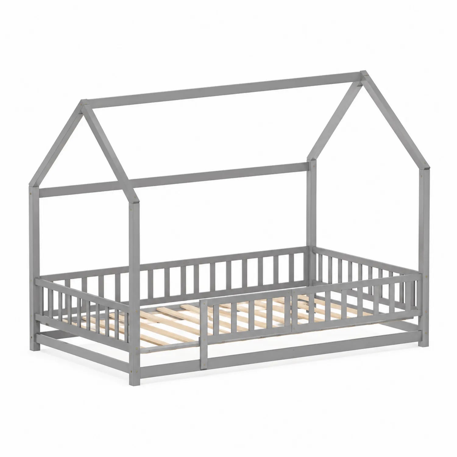 Holzbett für Kinder in Hausform 90x200 cm Grau