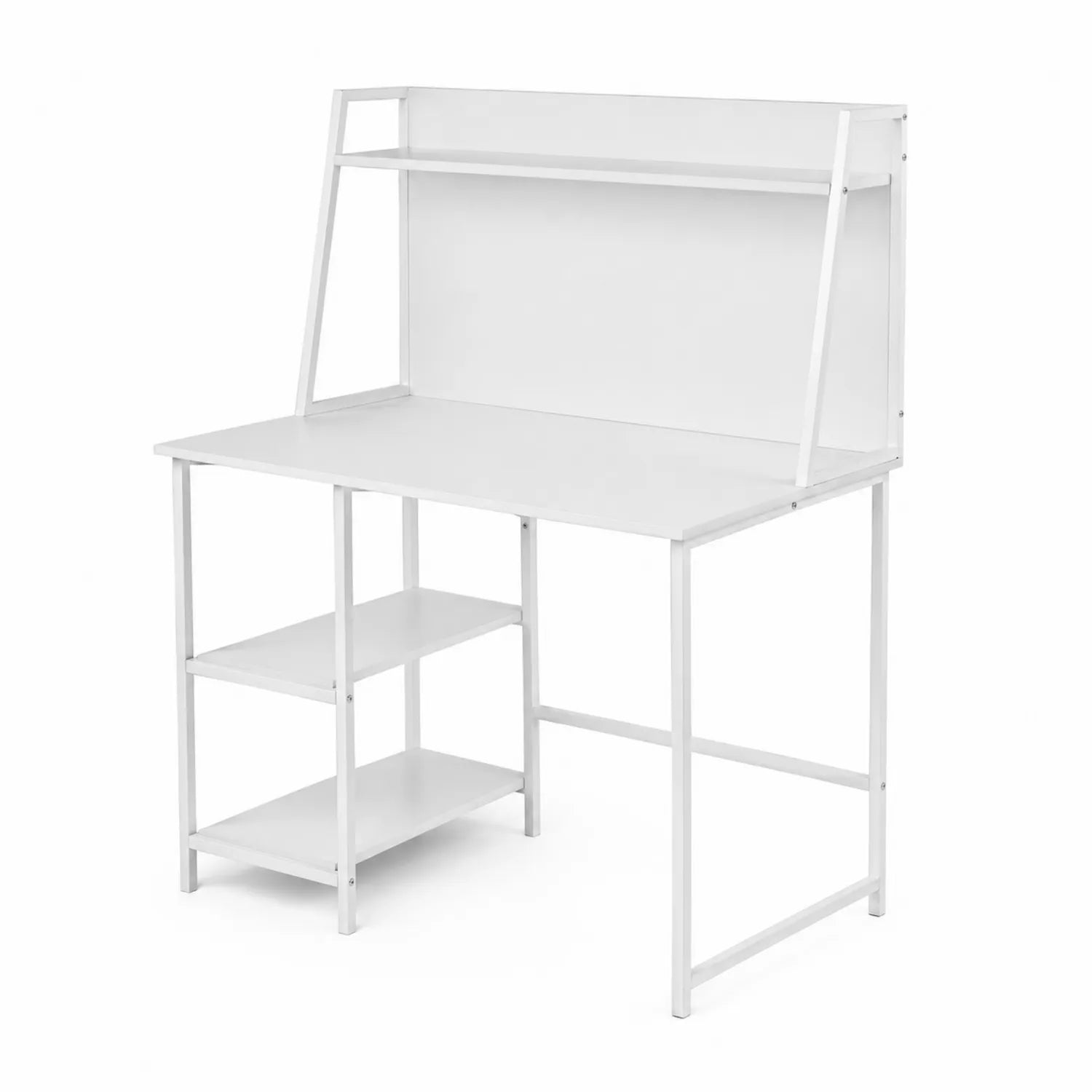 Schreibtisch mit Regal Weiß Metall 120x60x140 cm
