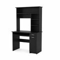 Schreibtisch mit Aufsatzregal MDF Schwarz 120cm x 55cm x 145cm