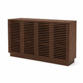 Sideboard aus Walnussholz mit Lamellenfront Dunkelbraun
