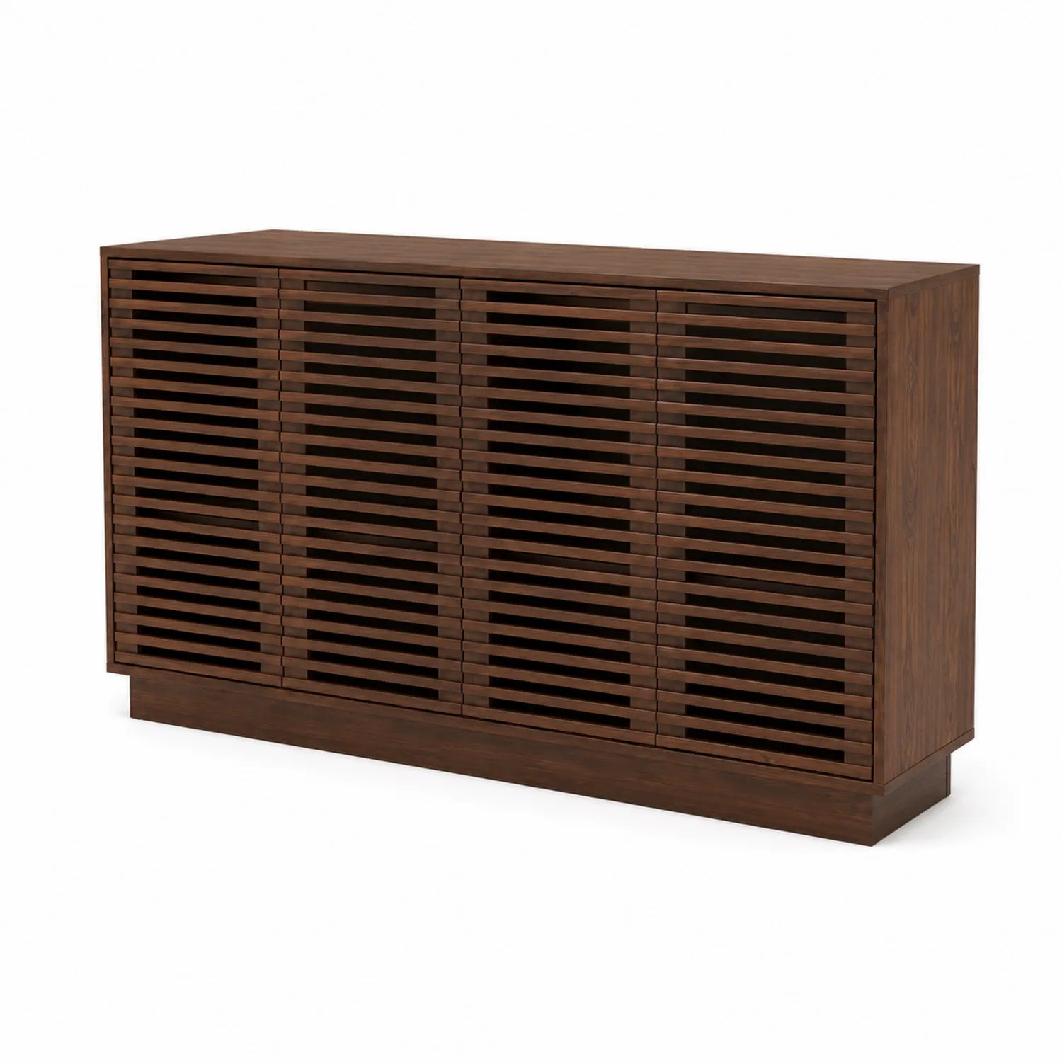 Sideboard aus Walnussholz mit Lamellenfront Dunkelbraun