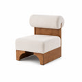 Stuhl mit Bouclé-Stoff und Buchenholzrahmen, Beige