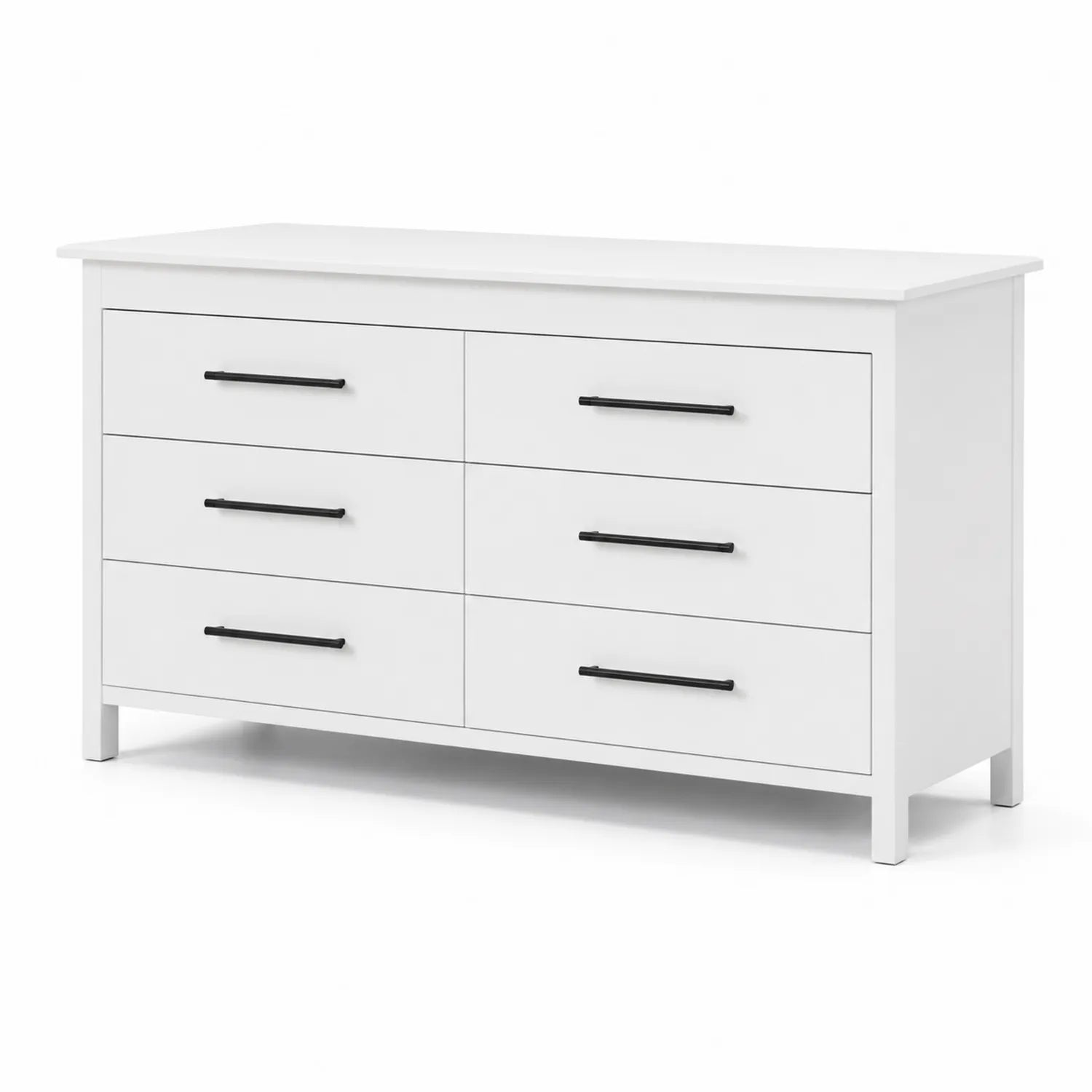 Kommode mit 6 Schubladen Weiß MDF Holz 130x75x45 cm