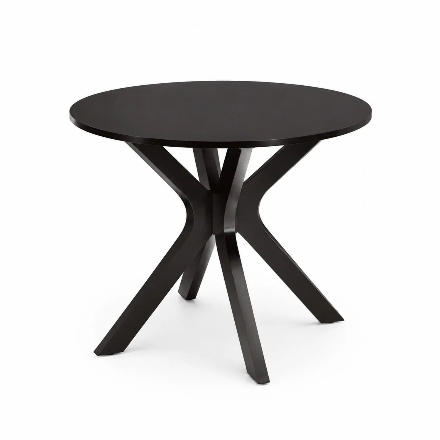 Runder Tisch 90 cm Durchmesser Holzfaserplatte Schwarz