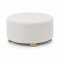 Runder Polsterhocker mit Holzbeinen Beige Ø80cm