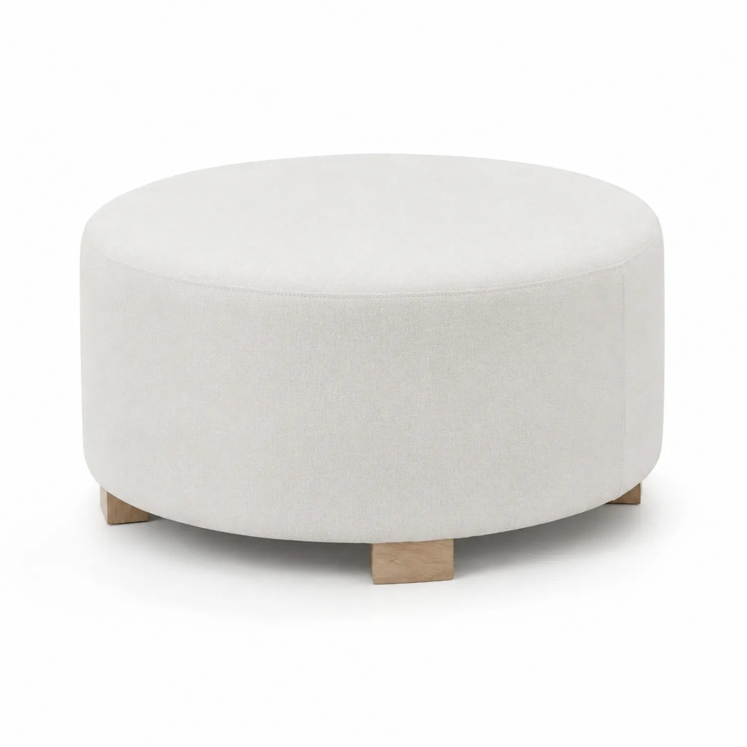 Runder Polsterhocker mit Holzbeinen Beige Ø80cm