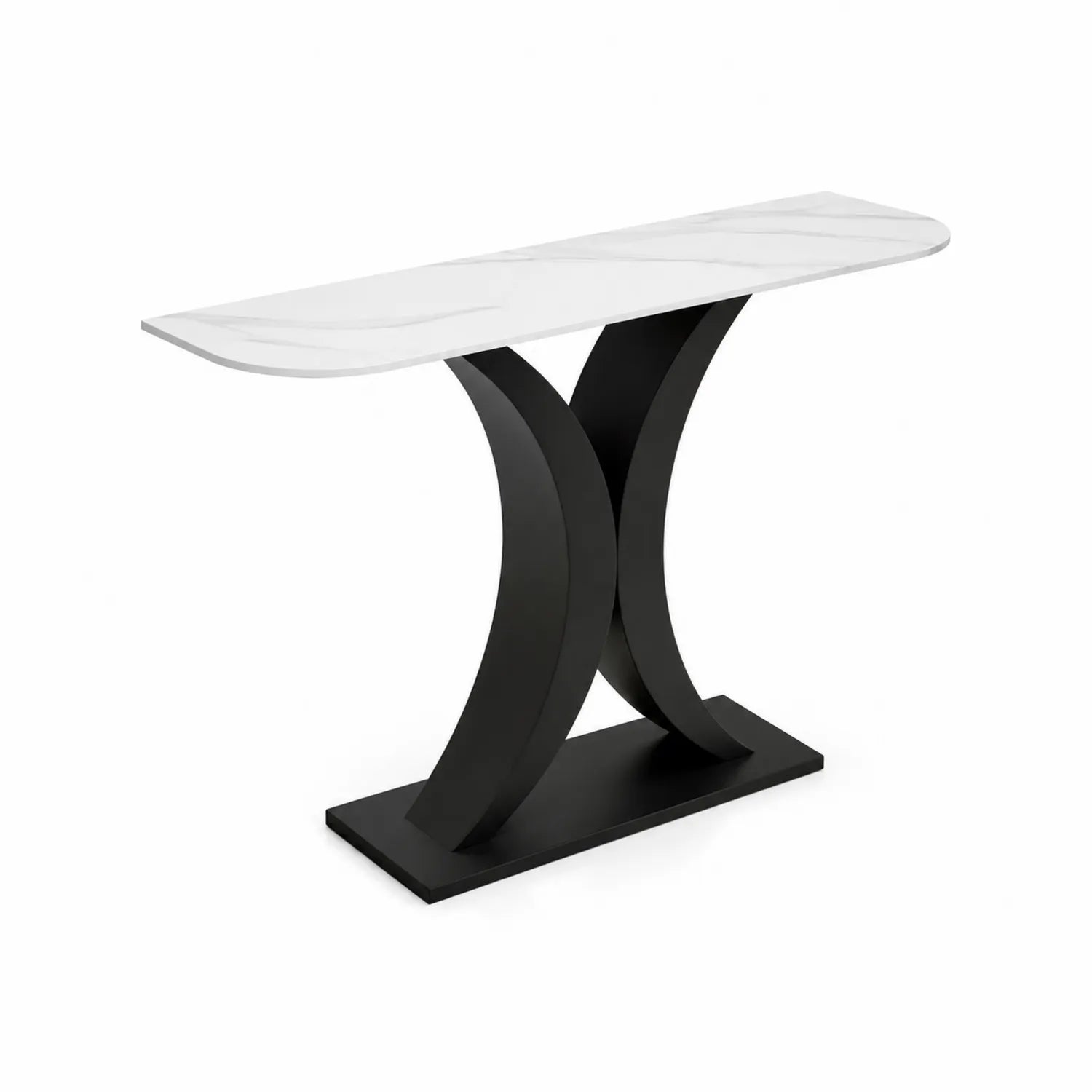Konsolentisch Marmoroptik Weiß/Schwarz 120x35x80 cm