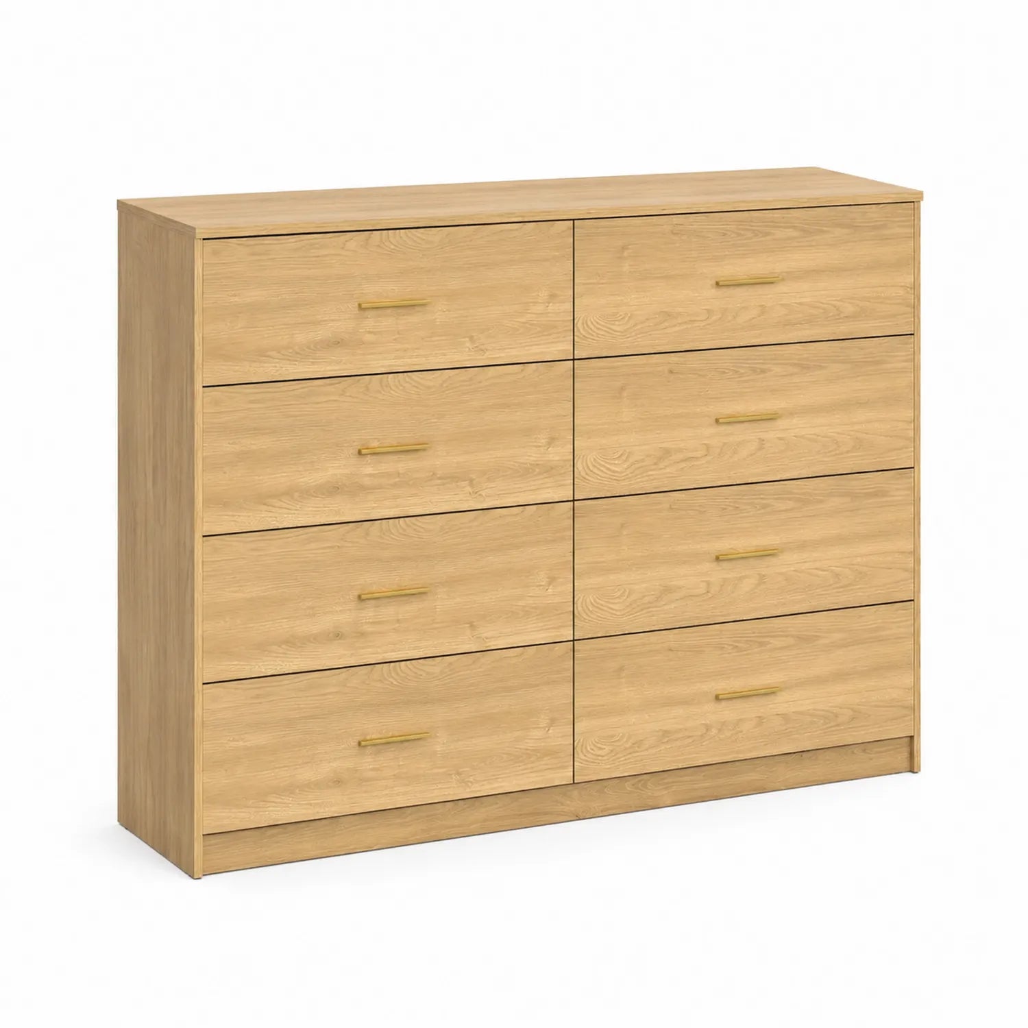 Kommode aus Holz mit 8 Schubladen, Eichenholzoptik