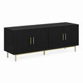 Schwarzes MDF-TV-Unterteil mit Stahlbeinen 160 cm