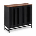 Sideboard Holz Schwarz/Dunkelbraun 100x40x80 cm