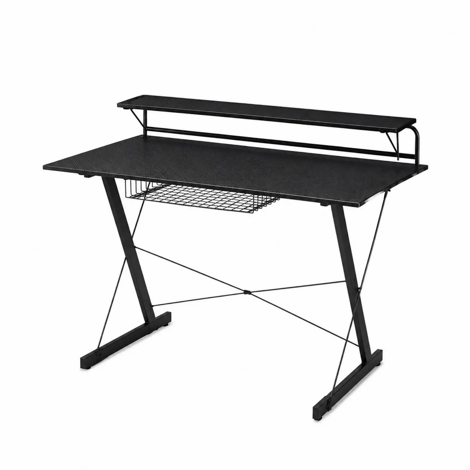 Schreibtisch aus Stahl mit Ablage Schwarz 120x60x75cm