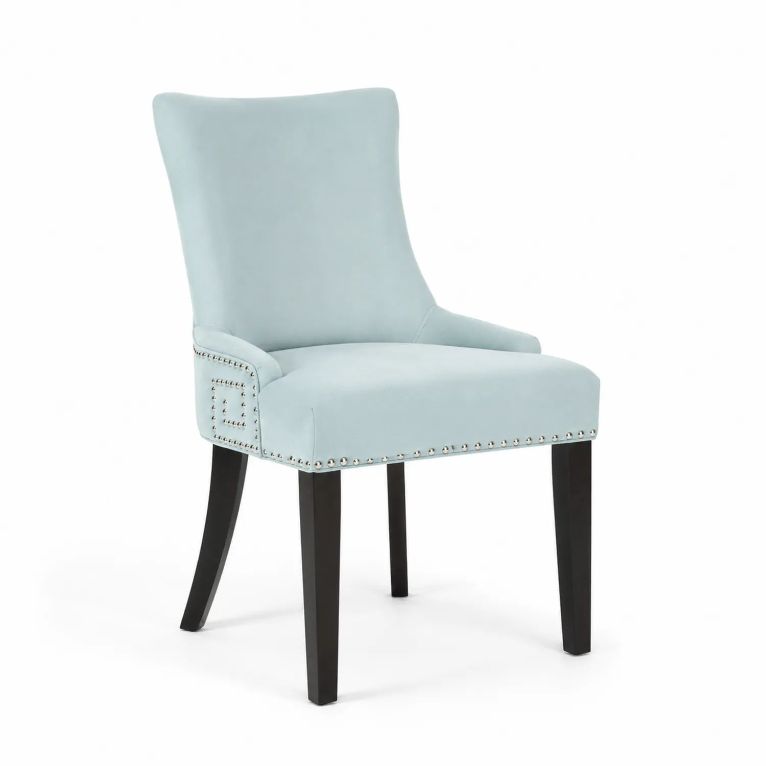 Esszimmerstuhl Holzbeine Polyester Hellblau