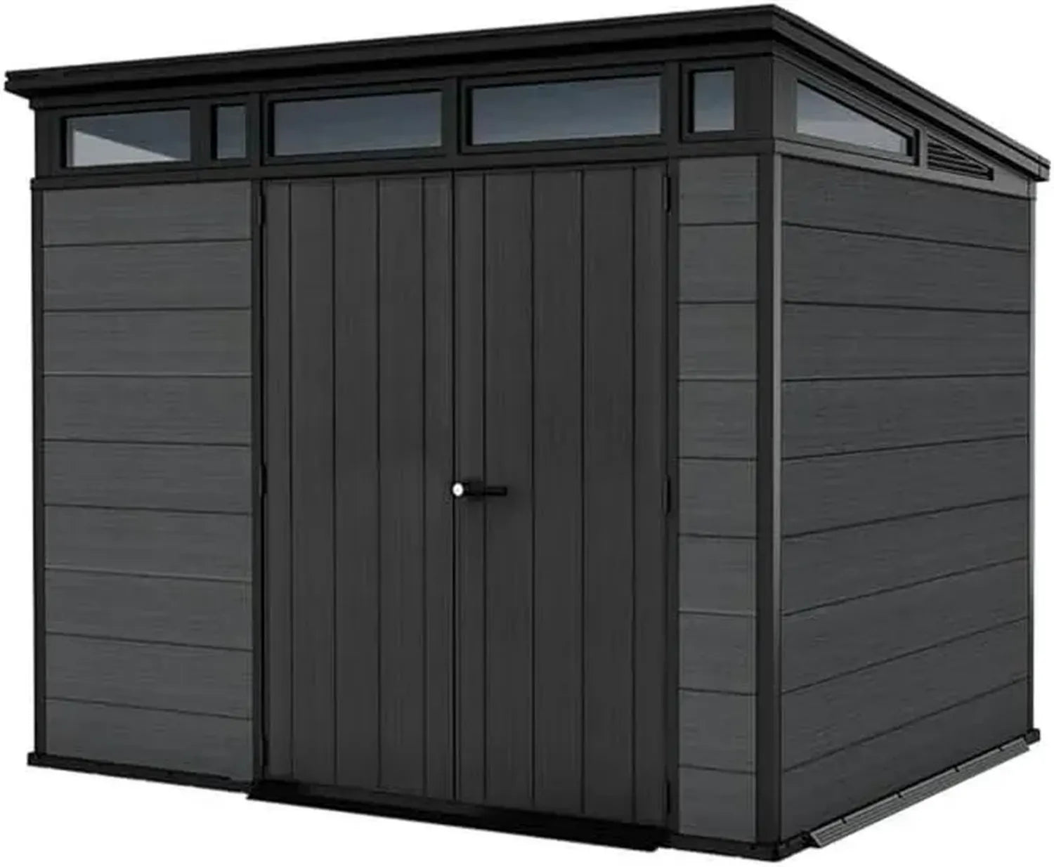 Robustes Keter Gartenhaus 9x7 mit Stahlrahmen, wetterfest & UV-beständig, inklusive Boden und Belüftung, 279x218 cm, Grau