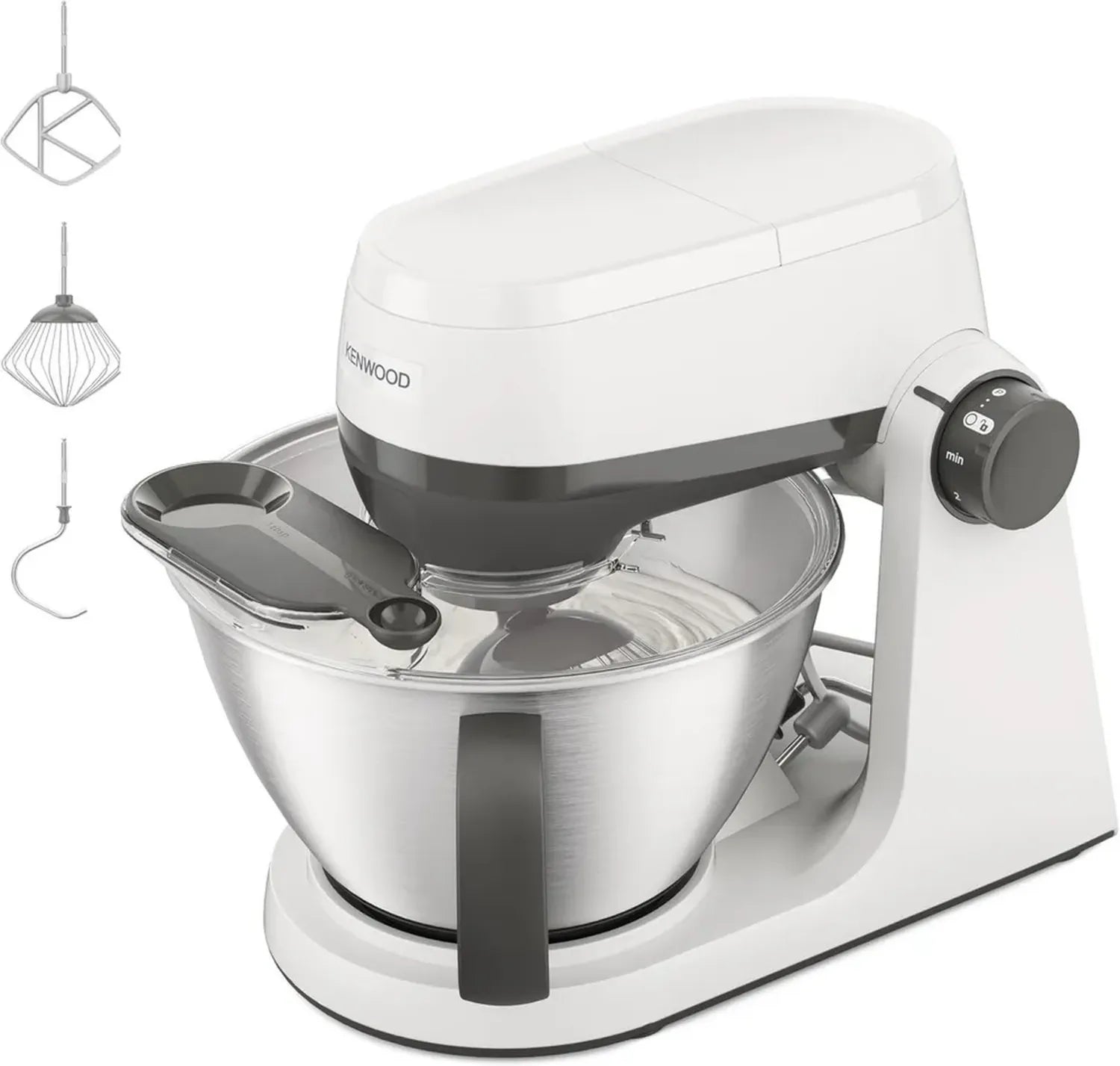 Kenwood Küchenmaschine, 1000W, Leise, 4,3L Schüssel, 1,7kg Teig, 7 Geschwindigkeiten, Zubehör, Weiß