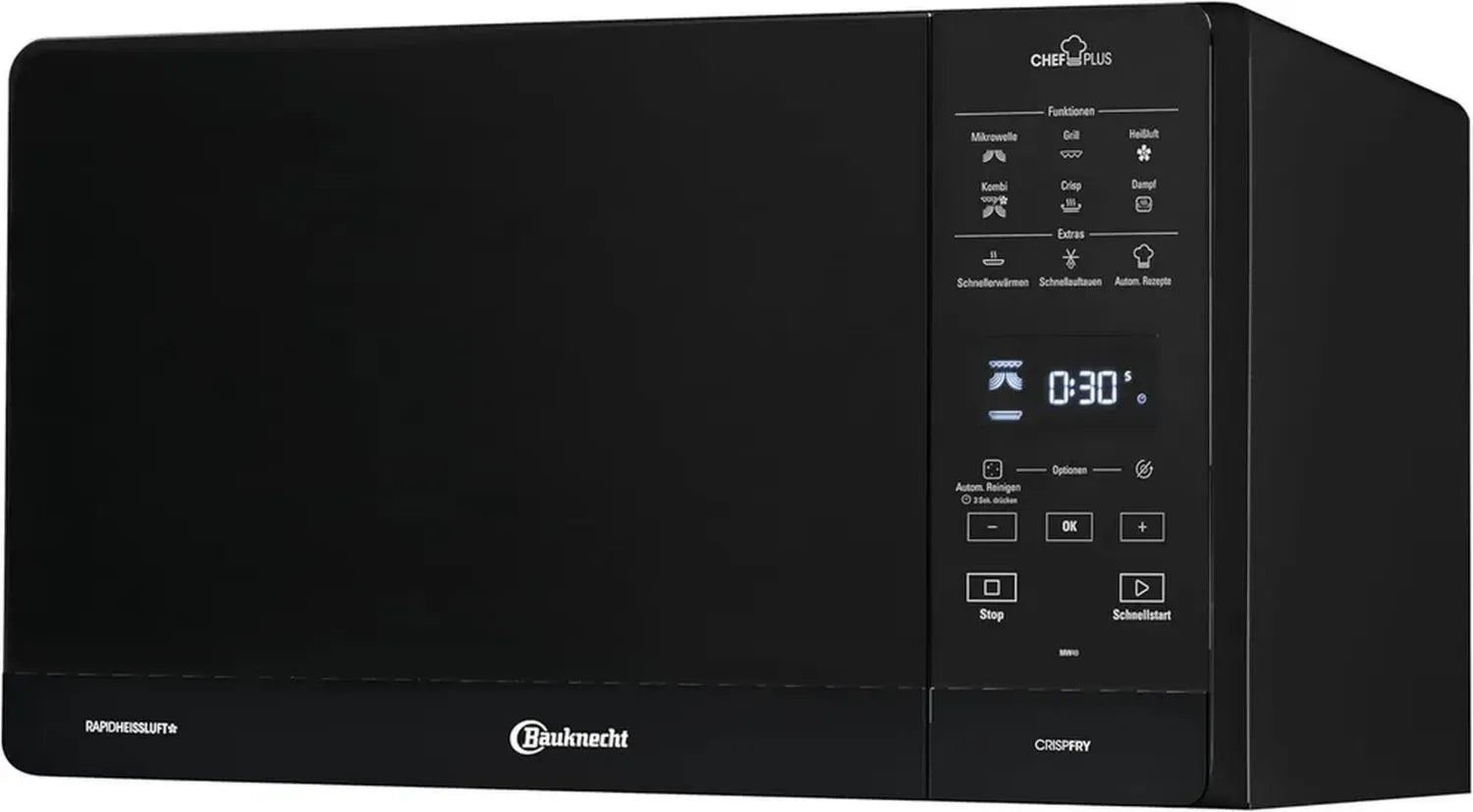 Bauknecht MW 49 BL Mikrowelle mit Heißluft und Grill, 800W, Quarz-Grill 900W, Dampfgarfunktion