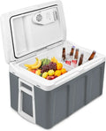 Tragbare 48L Kühlbox mit Rollen und Heizfunktion, 12V/220V Elektro-Kühlung im ECO-Modus für Auto und Camping, Grau