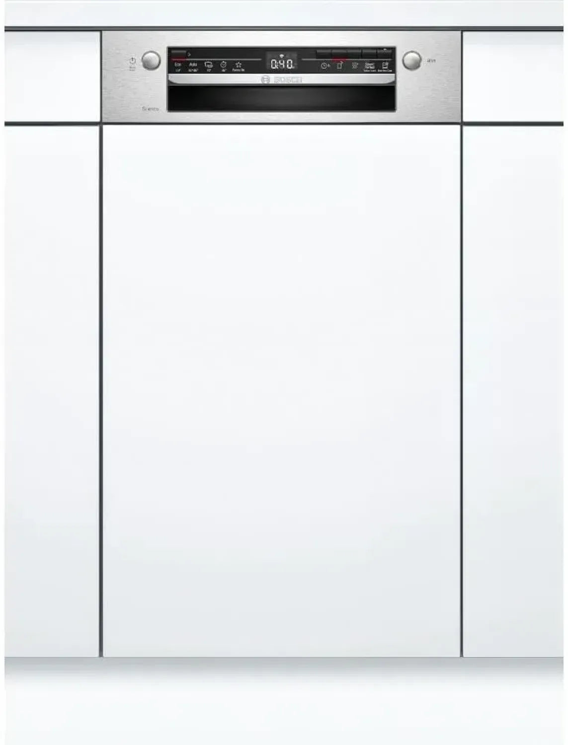 Bosch SPI2IKS10E Serie 2 Teilintegrierter Geschirrspüler, 45 cm, Edelstahl, Energieeffizienz, 9 Maßgedecke, Extra Trocken, Vario Besteckkorb, Home Connect
