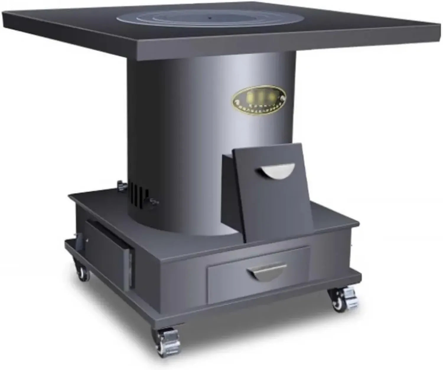 Gusseiserner Outdoor-Holzofen mit Universalrad, Ideal für Camping und Terrassen