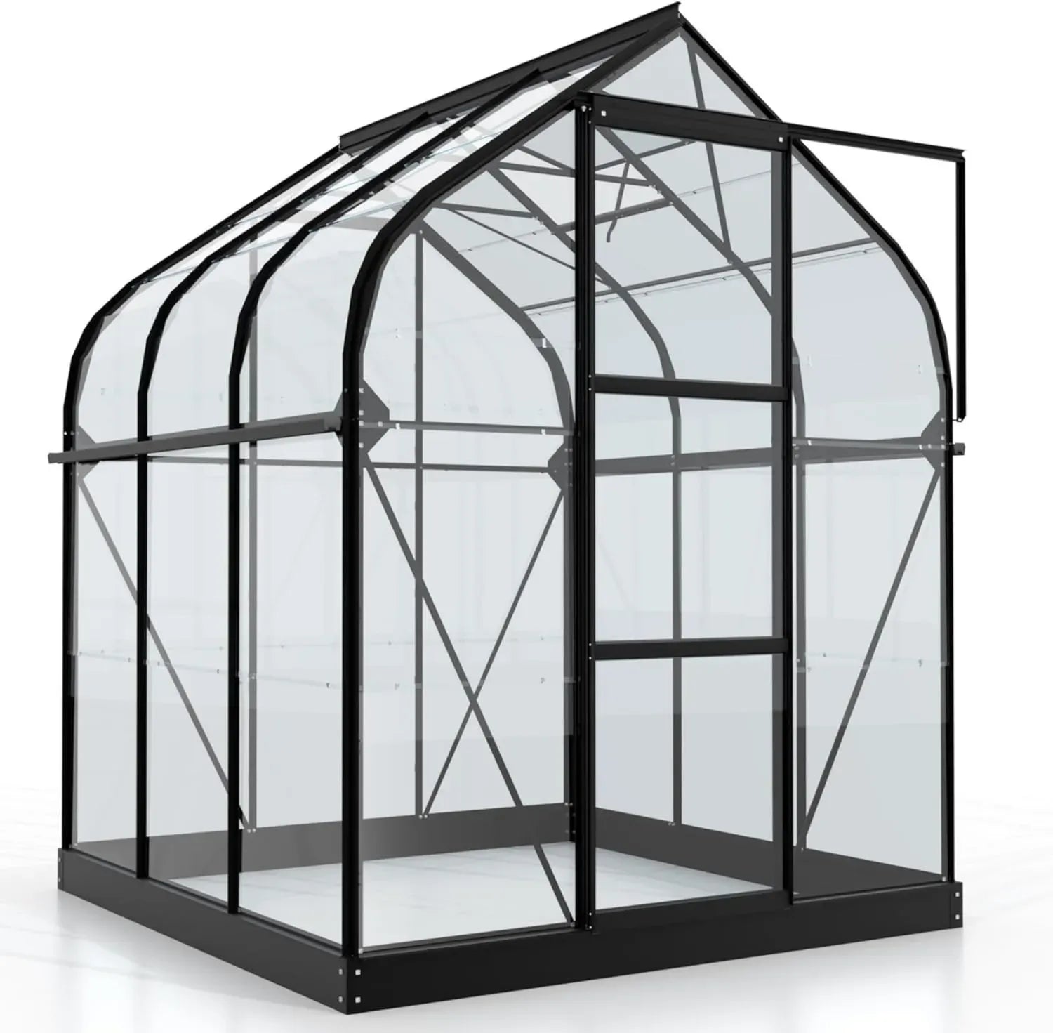 Vitavia Orion 3800 Gewächshaus, Schwarz, 3,8 m², 3 mm Sicherheitsglas, Wetterfest und Stabil, Ideal für Gemüseanbau und Pflanzenschutz