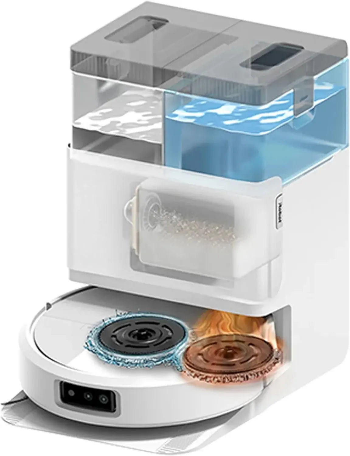 iRobot Roomba 505 Kombi-Saugroboter mit AutoWash Dock, Wischfunktion & LiDAR-Navigation – 7000Pa Saugkraft, DualClean Wischpads, SmartScrub, Weiß