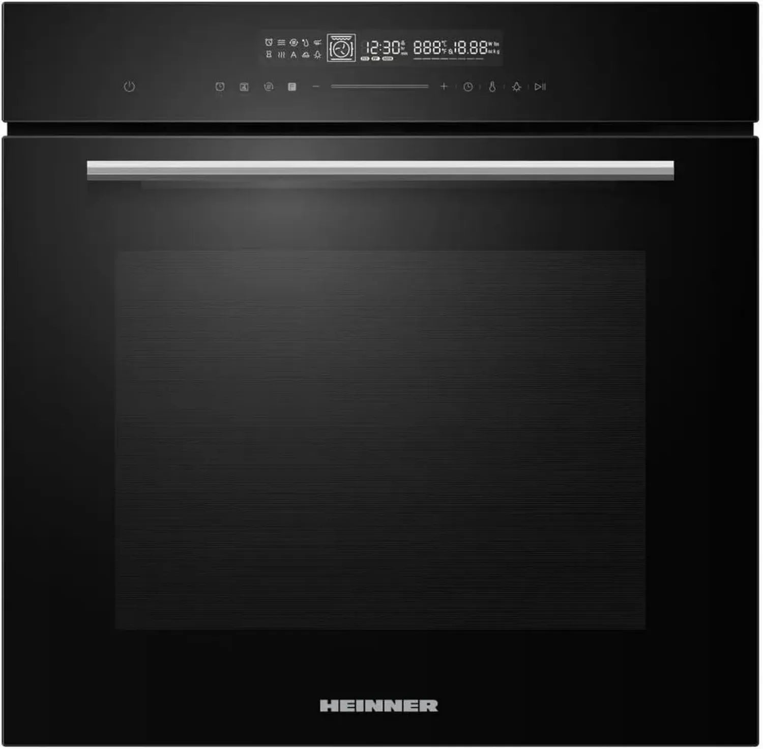 Hocheffizienter Einbau-Backofen mit Touchscreen, 72L, 14 Programme, A+ Energie, Air-Fry Funktion, Glasfront in Schwarz, 5 Jahre Garantie