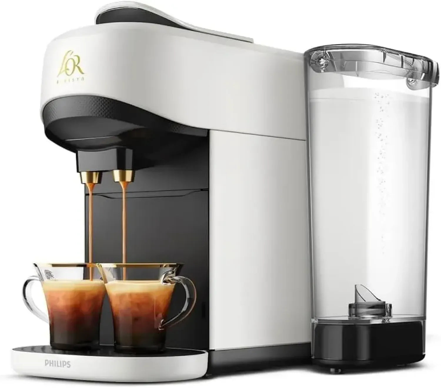 Philips L'OR BARISTA Absolu Kaffeemaschine - 19 Bar System, Dual-Kapsel-Erkennung, Intensitäts-Boost, XXL-kompatibel, Satinweiß