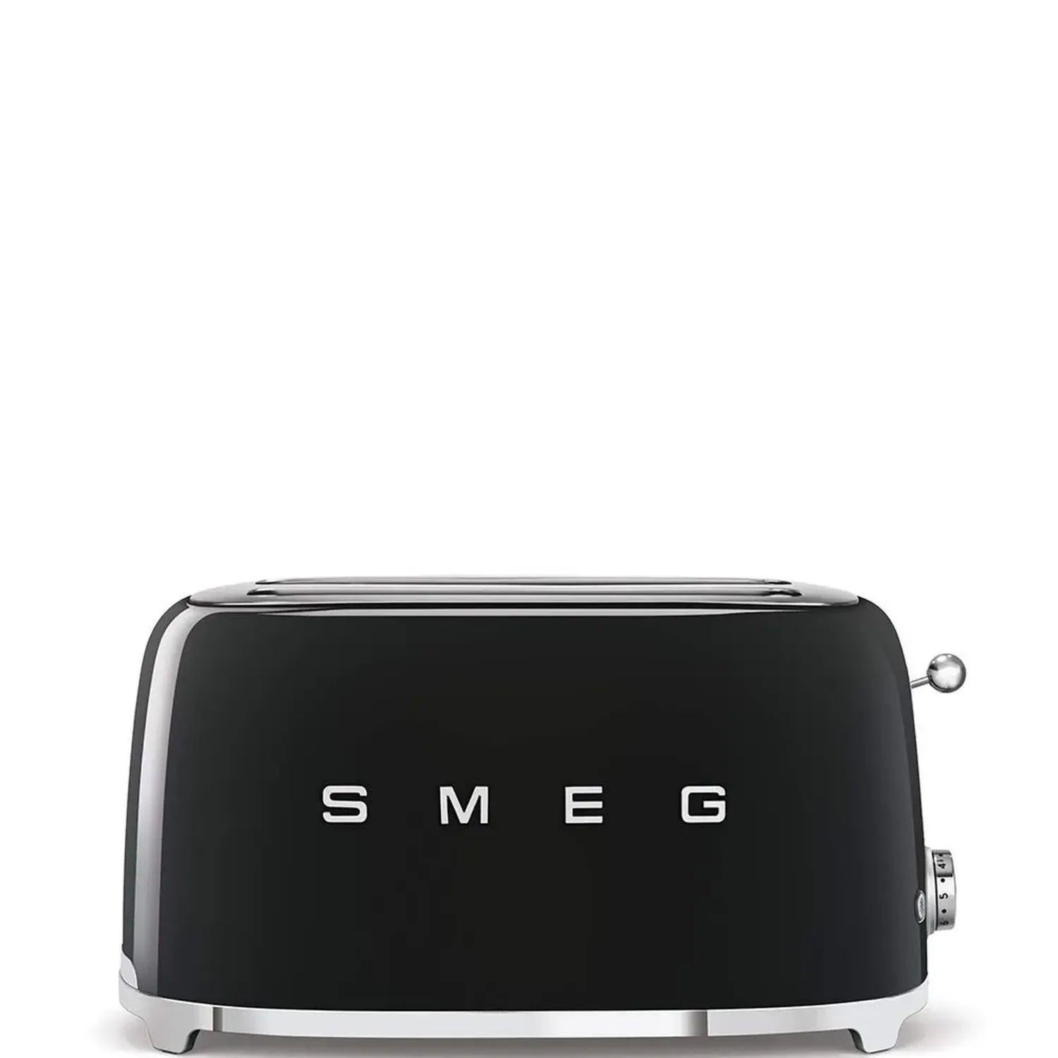 Smeg, 2-Scheiben-Toaster mit langen Schlitzen, 6 Bräunungsstufen, Heiz-, Abtau- und Bagel-Funktion, Krümelschublade, 950W, Schwarz