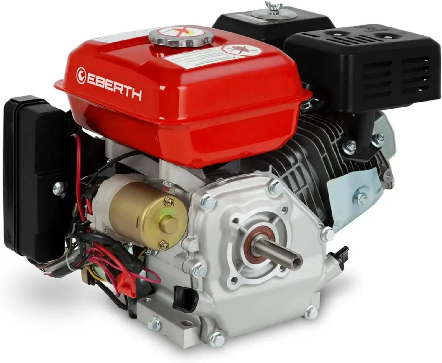 EBERTH 6,5 PS Benzinmotor mit Elektrostarter, 4-Takt, 196 ccm, 19,05 mm Welle, Ölmangelsicherung