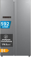 Comfee' Side-by-Side Kühlschrank 592L, NoFrost, 360° Luftzirkulation, Intelligente Steuerung, SuperCool, Leise 42dB, LED-Licht, Großes Gefrierfach, Titan-Grau