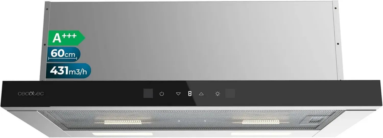 Cecotec Bolero Flux 60 cm Teleskop-Dunstabzugshaube, 431,2 m³/h, Energieeffizienzklasse A+++, leistungsstarker DC-Motor, innovative Technologie für moderne Küchen