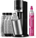 SodaStream DUO Wassersprudler mit CO2-Zylinder und Glas- sowie Kunststoffflaschen, spülmaschinenfest, Titan