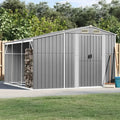 SECOLI Fahrradhütte aus Metall mit Holzlager, wetterfest, 277 x 279 x 179 cm, grau