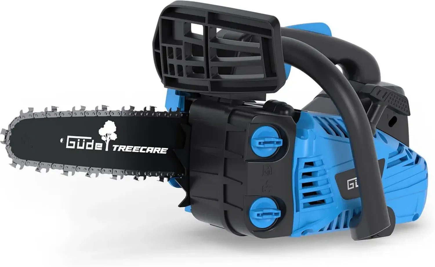 Güde Benzin-Kettensäge für Baumpflege – 25,4 cm³, 30,5 cm Schnittlänge, 0,75 kW Motorleistung, 23 m/s Kettengeschwindigkeit, mit Primer und Choke