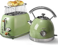 Edelstahl Frühstückset: Toaster & Wasserkocher, 2200W, Schnellaufheizung, Retro Grün