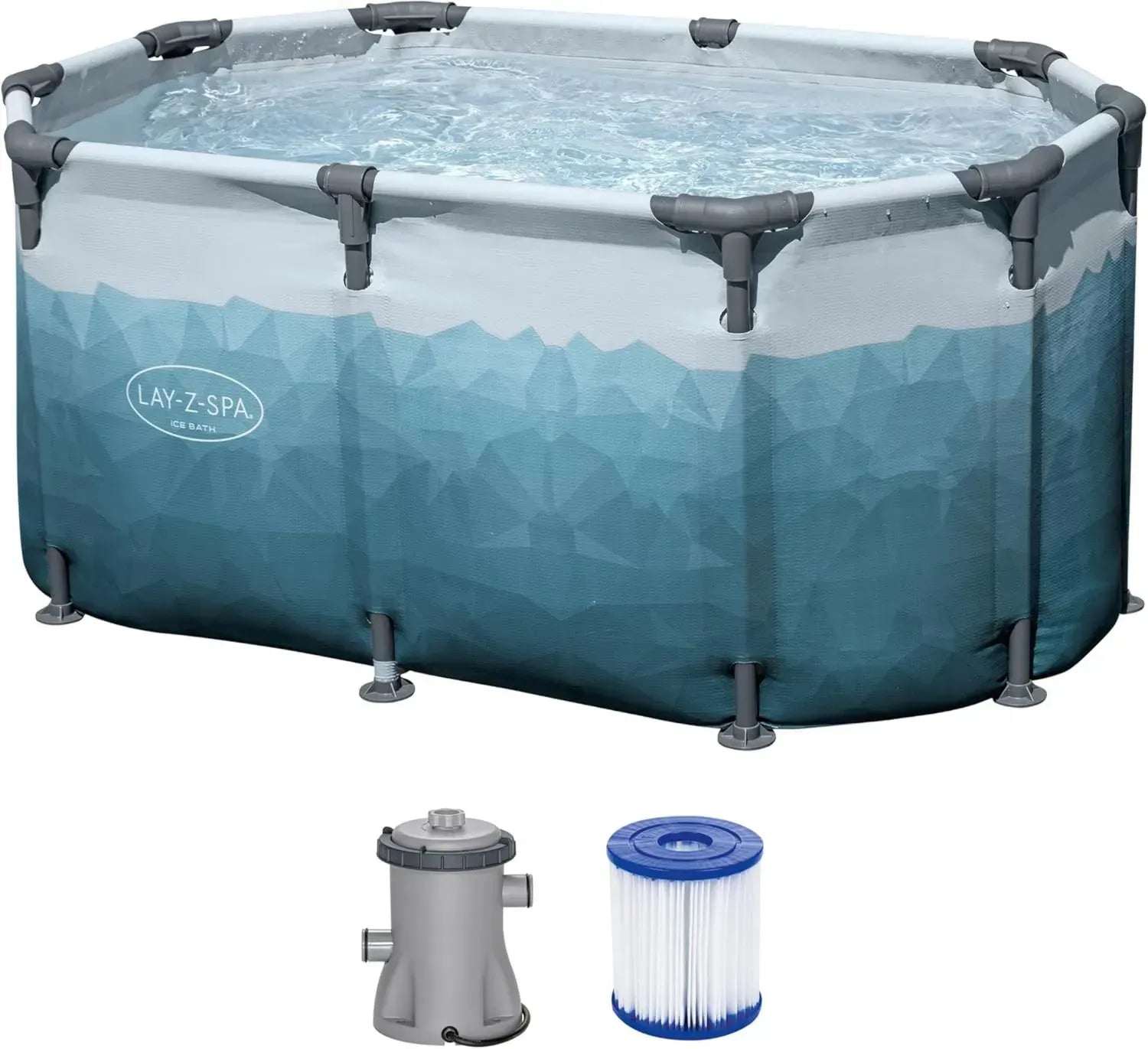 Bestway Lay-Z-SPA Eisbad, 150x90x65 cm, 431 L, Polar-Shield TriTech, inkl. Filterpumpe & Abdeckung, GS-geprüft