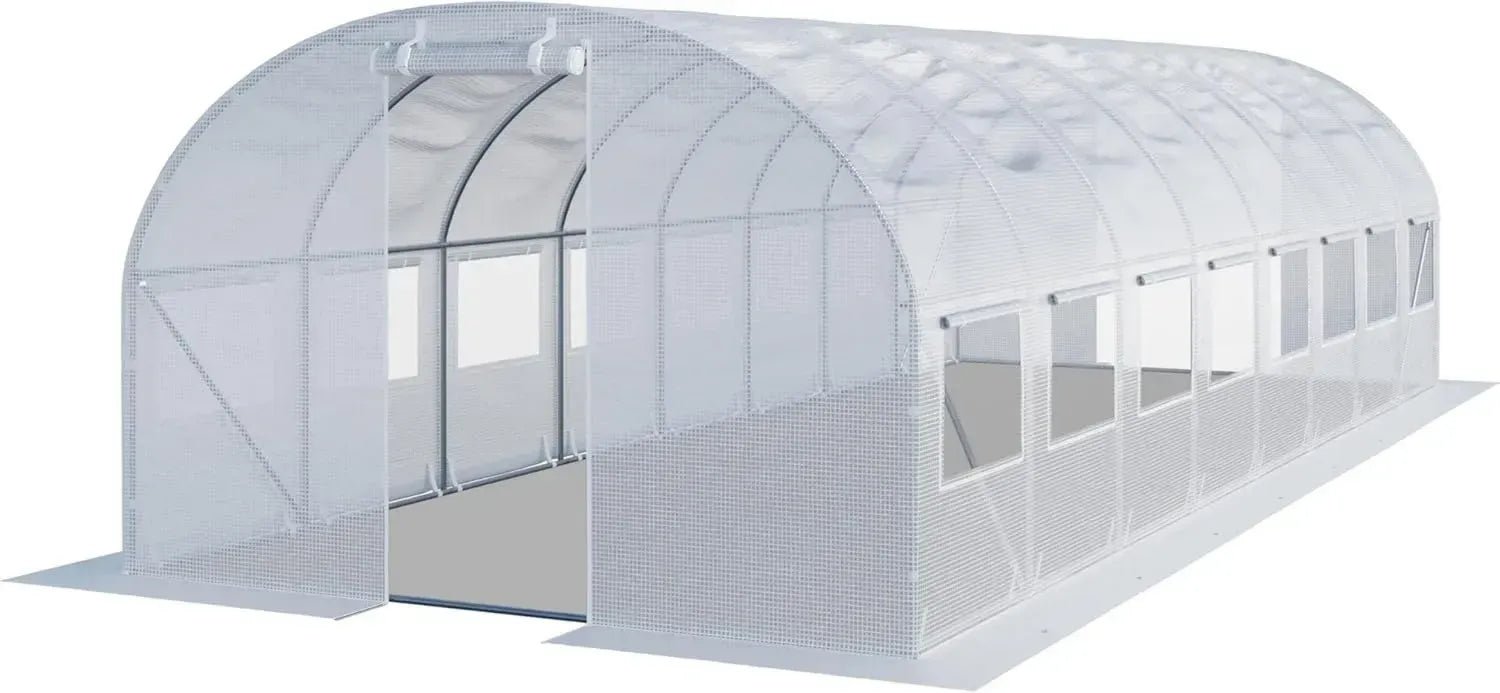 Stabiles 4x8m Gewächshaus mit PE-Plane und Fenstern