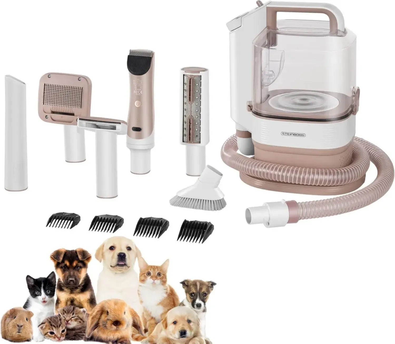 Steinborg® Leise Haustierpflege-Set mit Staubsaugerfunktion 13.500 Pa für Hunde und Katzen