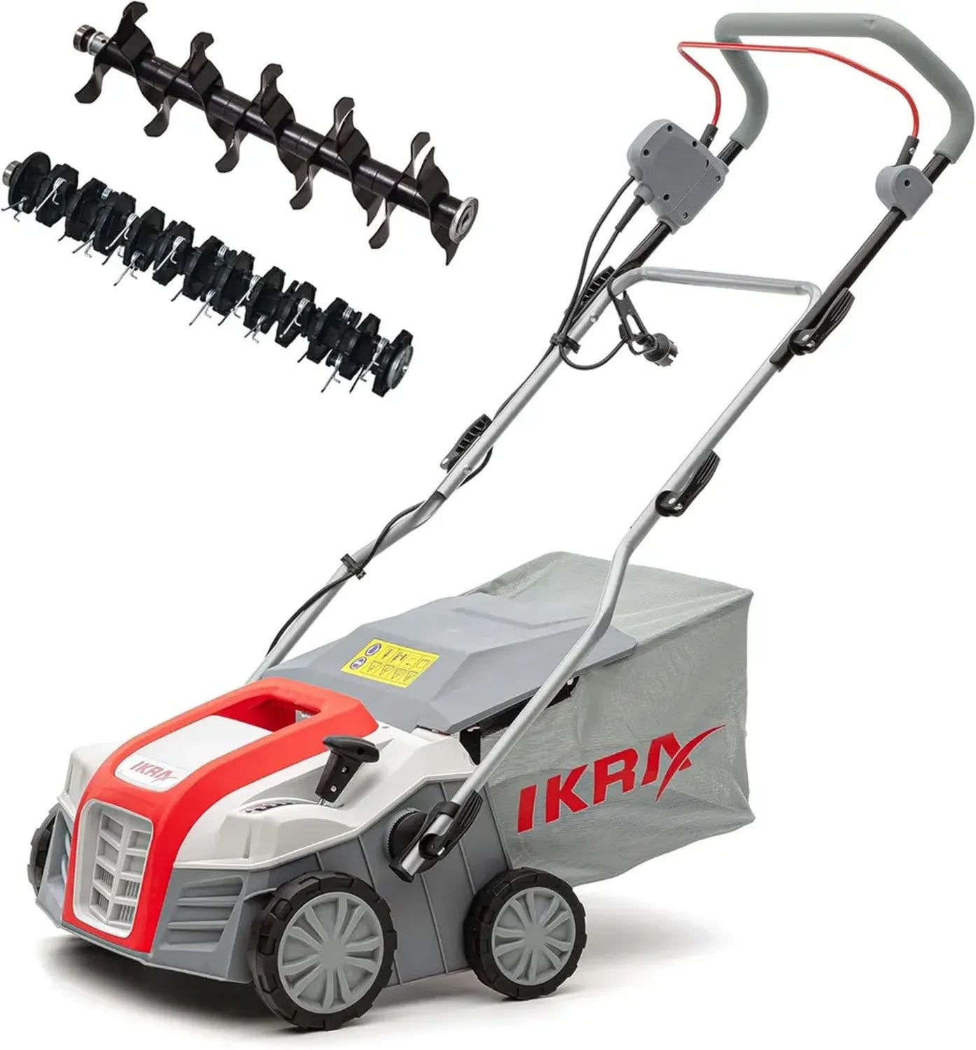 IKRA Elektrischer Vertikutierer und Belüfter, 2000 Watt, 40 cm Arbeitsbreite, 55 l Fangkorb