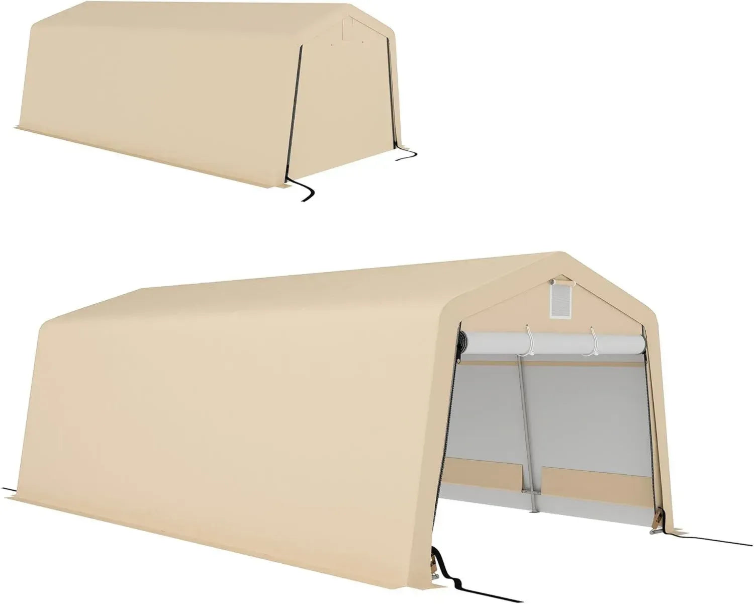 Outsunny Autozelt 6,2 x 3,3 x 2,4 m, Wasserdicht & UV-beständig, Verstärkter Stahlrahmen, Khaki-Tür & Lüftungsöffnungen