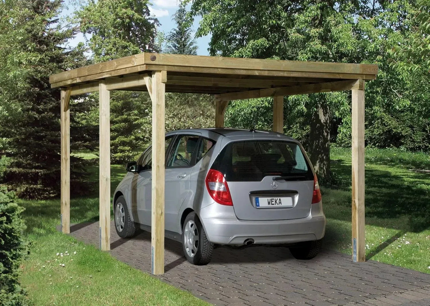 Weka Holzcarport für Flachdach, Modell 617, Größe 1, ohne Dacheindeckung