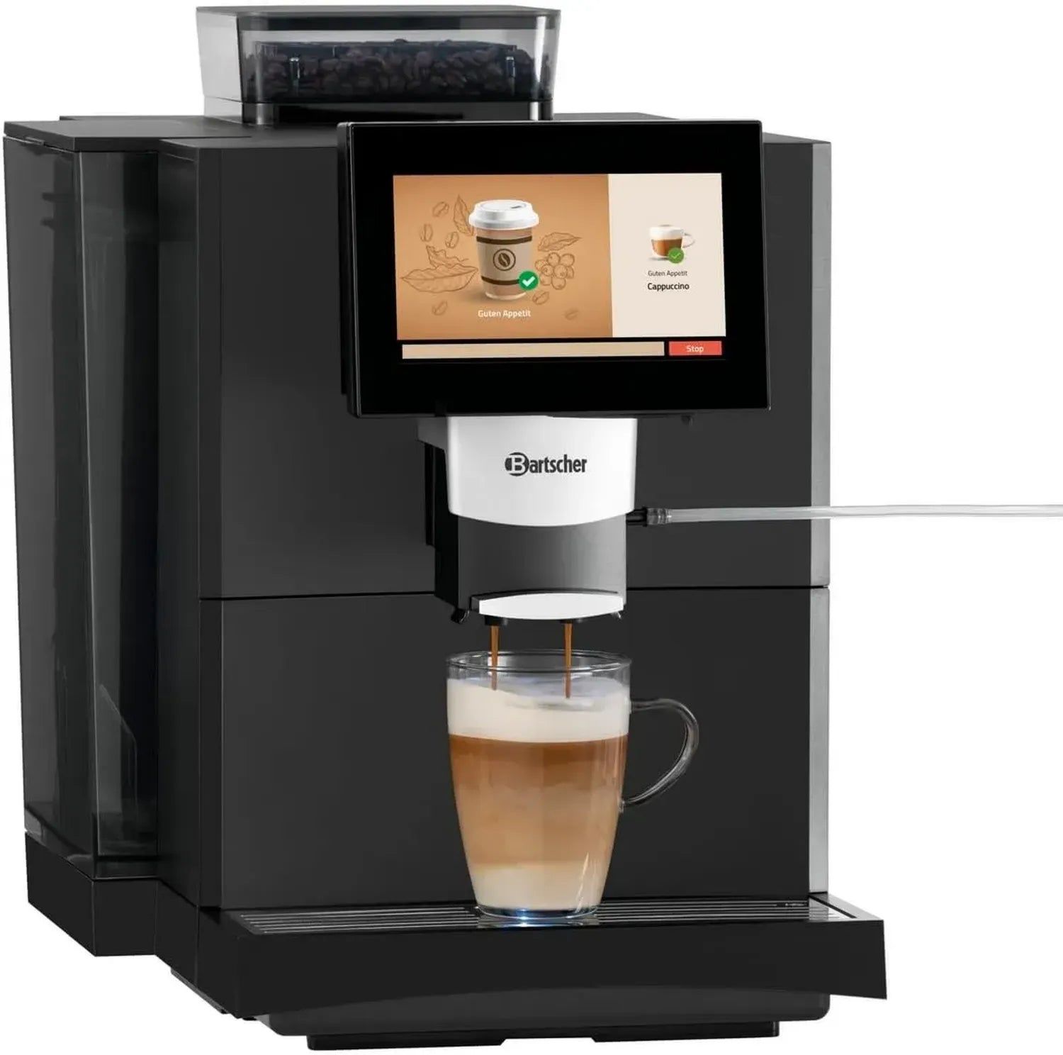 Bartscher Kaffeevollautomat Easy Plus 550 mit 19 Bar, 550g Bohnenbehälter, Touchscreen, Schwarz