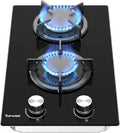 TOPWISH 30cm Gasherd mit 2 Brennern, Einbau-Gaskochfeld, konvertierbar für NG/LPG, Zündautomatik, Thermoschutz, 4750W