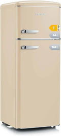 SEVERIN Retro Kühl-Gefrierkombination, kompakter Platzsparer, höhenverstellbare Ablagen, große Gemüseschublade, 206 L, creme, Modell RKG 8933