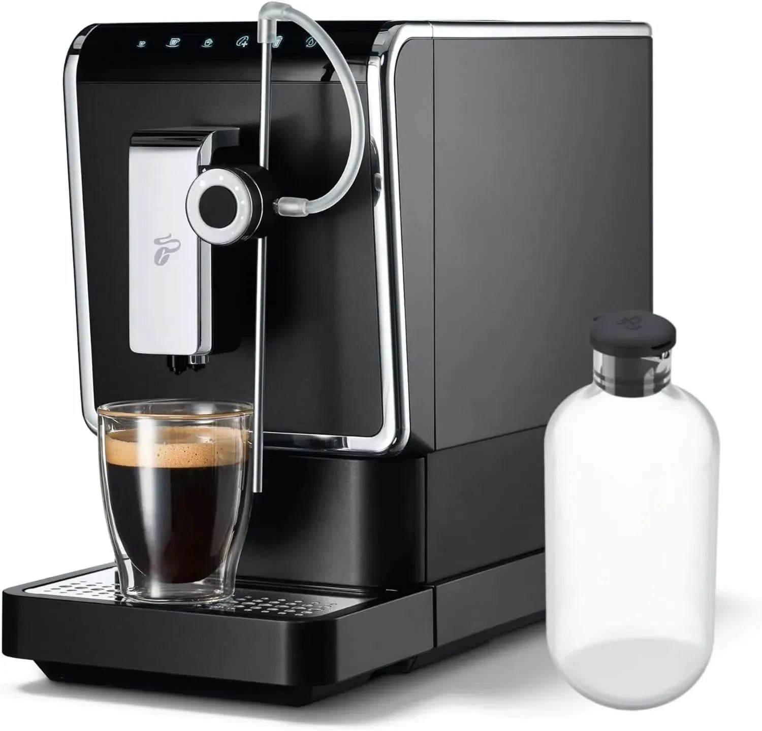 Tchibo Kaffeevollautomat Esperto Pro mit Glas-Milchkaraffe, ideal für Caffè Crema & Espresso, 600ml Milchbehälter, anthrazit