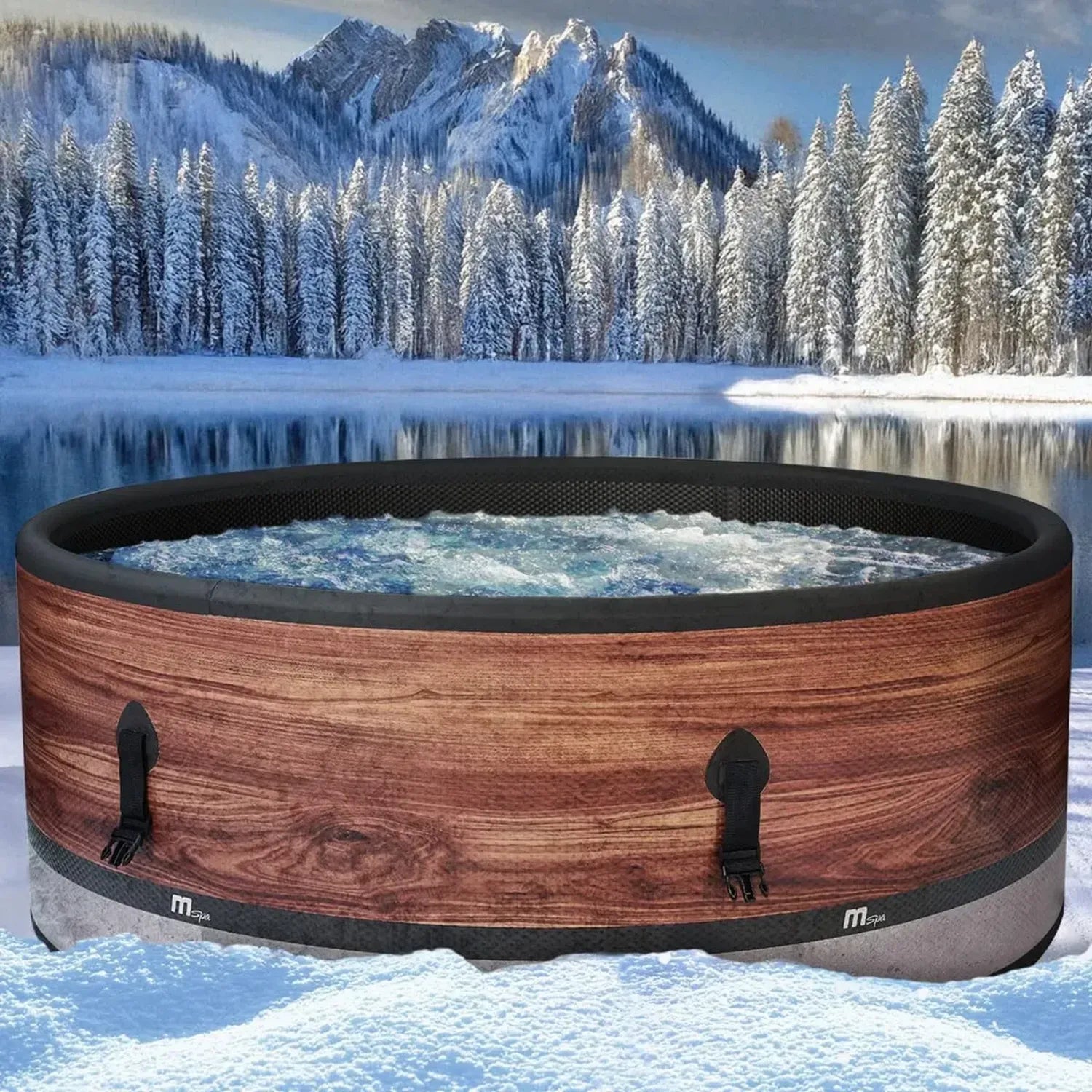 BRAST Aufblasbarer Whirlpool für 6 Personen | 173x65cm | 138 Massagedüsen mit 3 Stufen | In- & Outdoor geeignet | App-gesteuerte einfache Bedienung | Winterfest