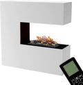 Elektrokamin mit 3D-Flammen und Knistereffekt, Weiß, 120x120x37 cm