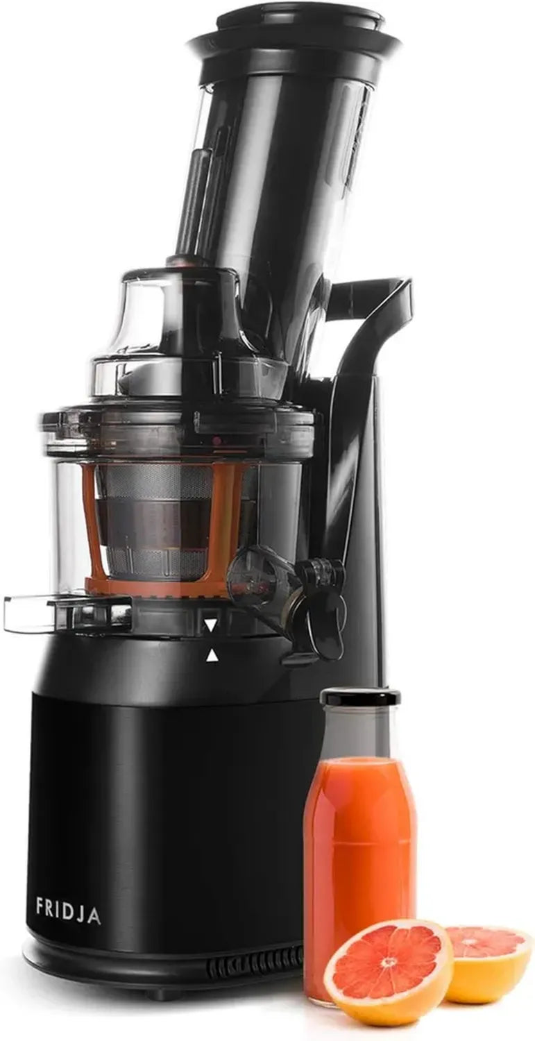 Elektrischer Slow Juicer für Obst & Gemüse – Kaltpress-Saftpresse, 75mm Einfüllöffnung, Edelstahl, 240W, spülmaschinengeeignet, BPA-frei, Schwarz