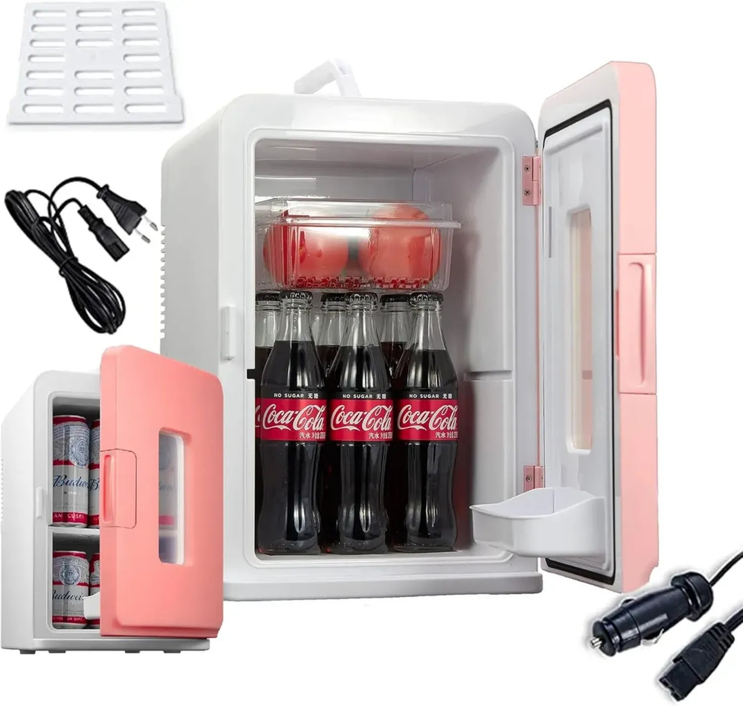 NORTHCLAN Tragbarer 15L Mini-Kühlschrank mit 220V/12V, Kühl- und Heizfunktion, Ideal für Auto und Zuhause, Rosa