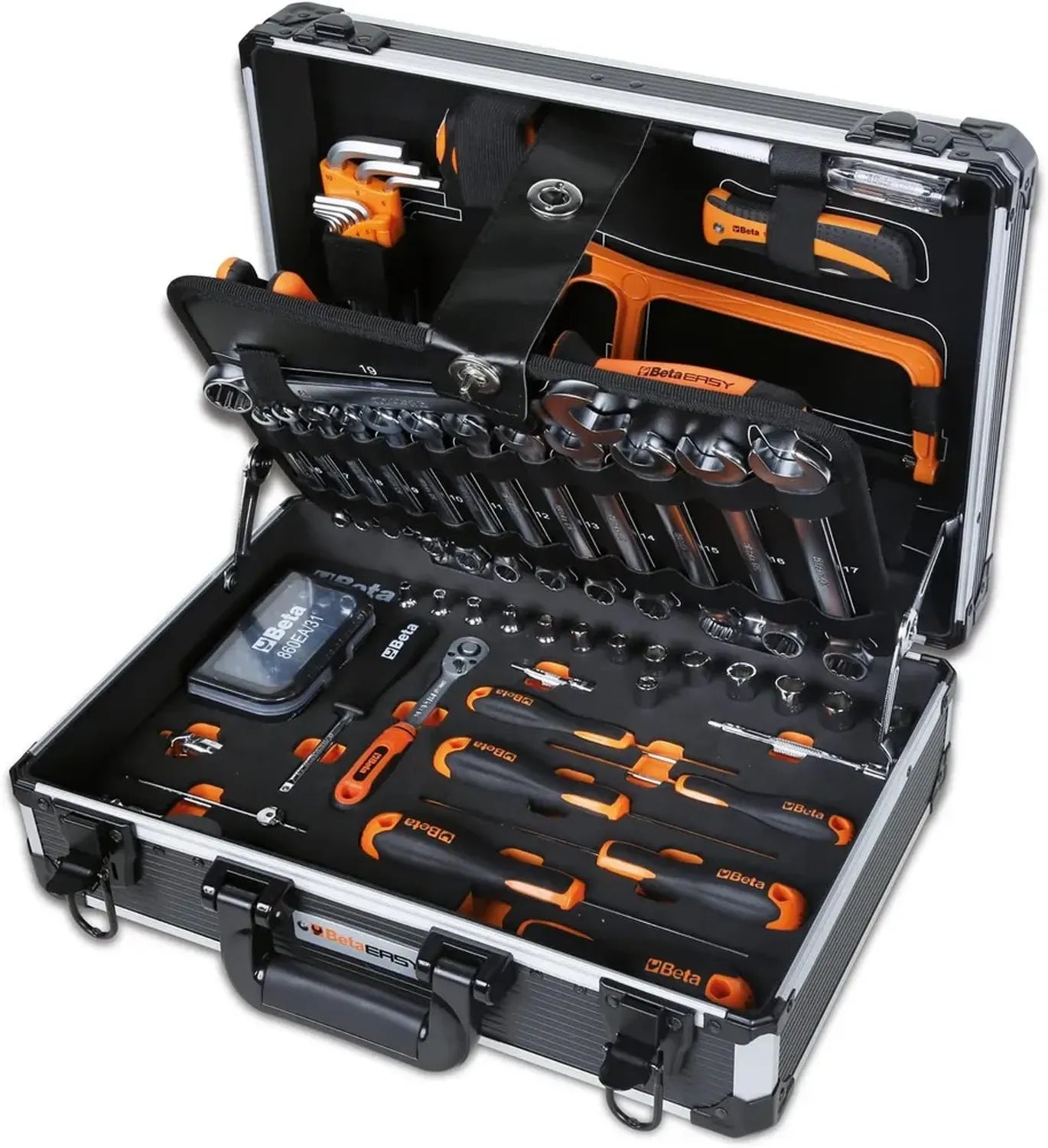 Beta Werkzeugkoffer 2054E/I-100 mit 100-teiligem Set, robust und vielseitig, aus Italien, schwarz